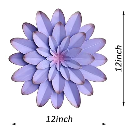 Handcrafted Modern Purple-color and White Flowers designed Metal Wall Art