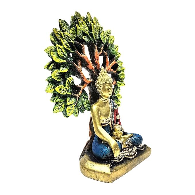Buddha Under Tree Resin Showpiece – Spiritual Table Decor (24 cm)