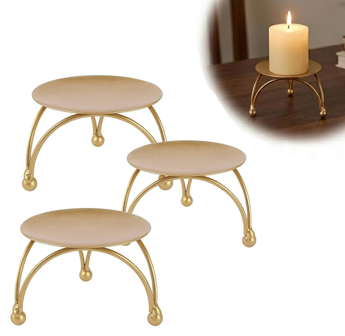 Gold Metal Candle Holder – Elegant Tabletop Candle Stand