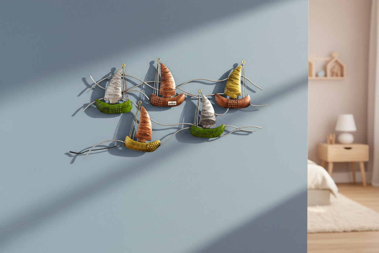 Luxury Multicolor Iron Sailing Boats Wall Art-ArtyCraftz.com