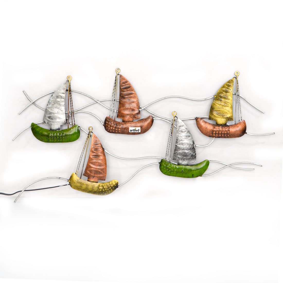 Luxury Multicolor Iron Sailing Boats Wall Art-ArtyCraftz.com