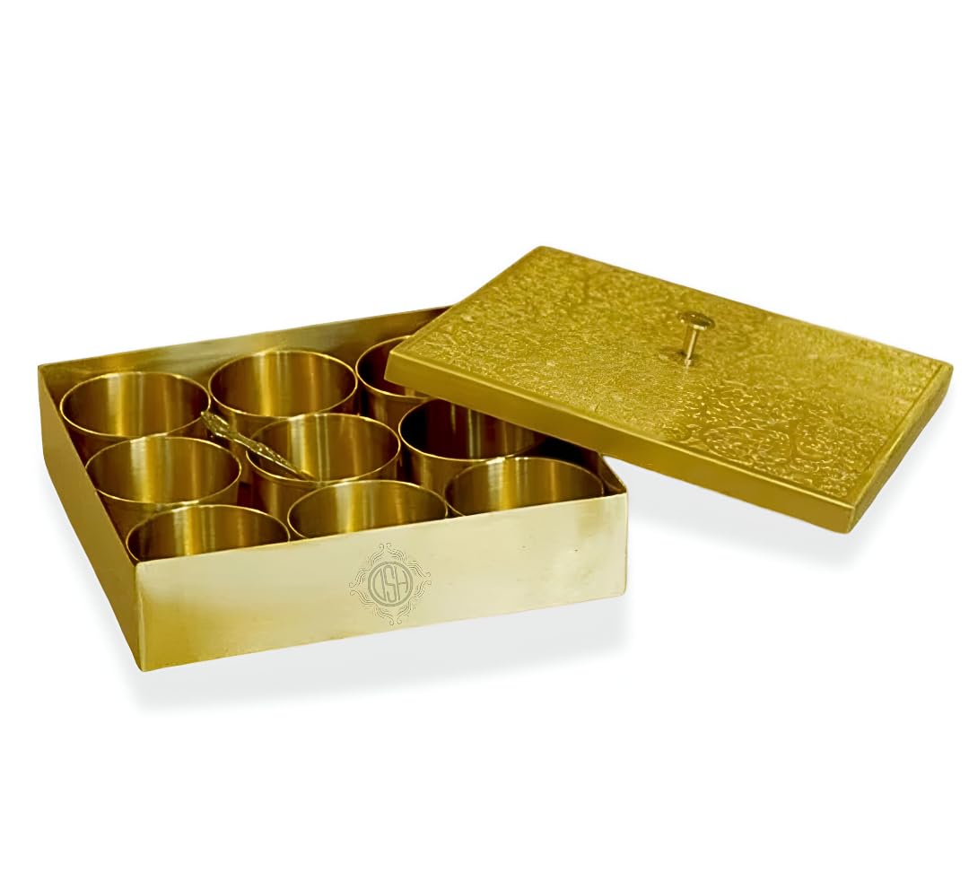 Set of gold coasters in a decorative box