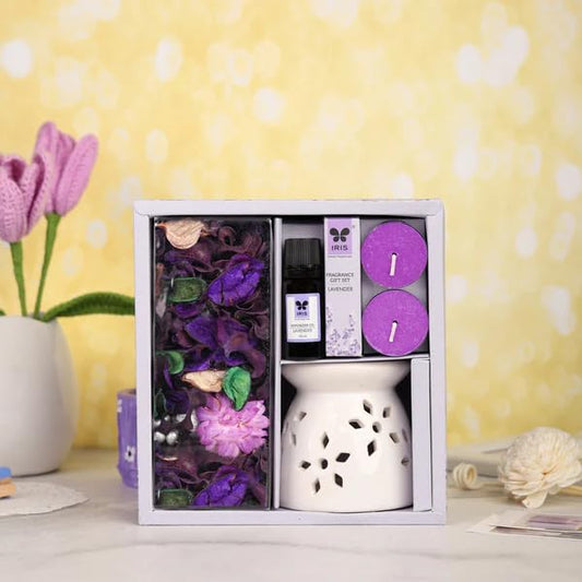 Lavender Potpourri Aroma Vaporizer Gift Set with Tealights