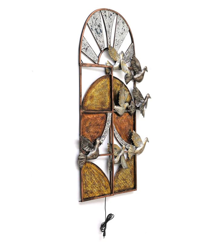 Handcrafted Metal Birds with Window for Wall Decor