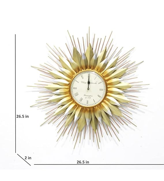 Big Size Golden Sunset Large Metal Wall Clock Unique