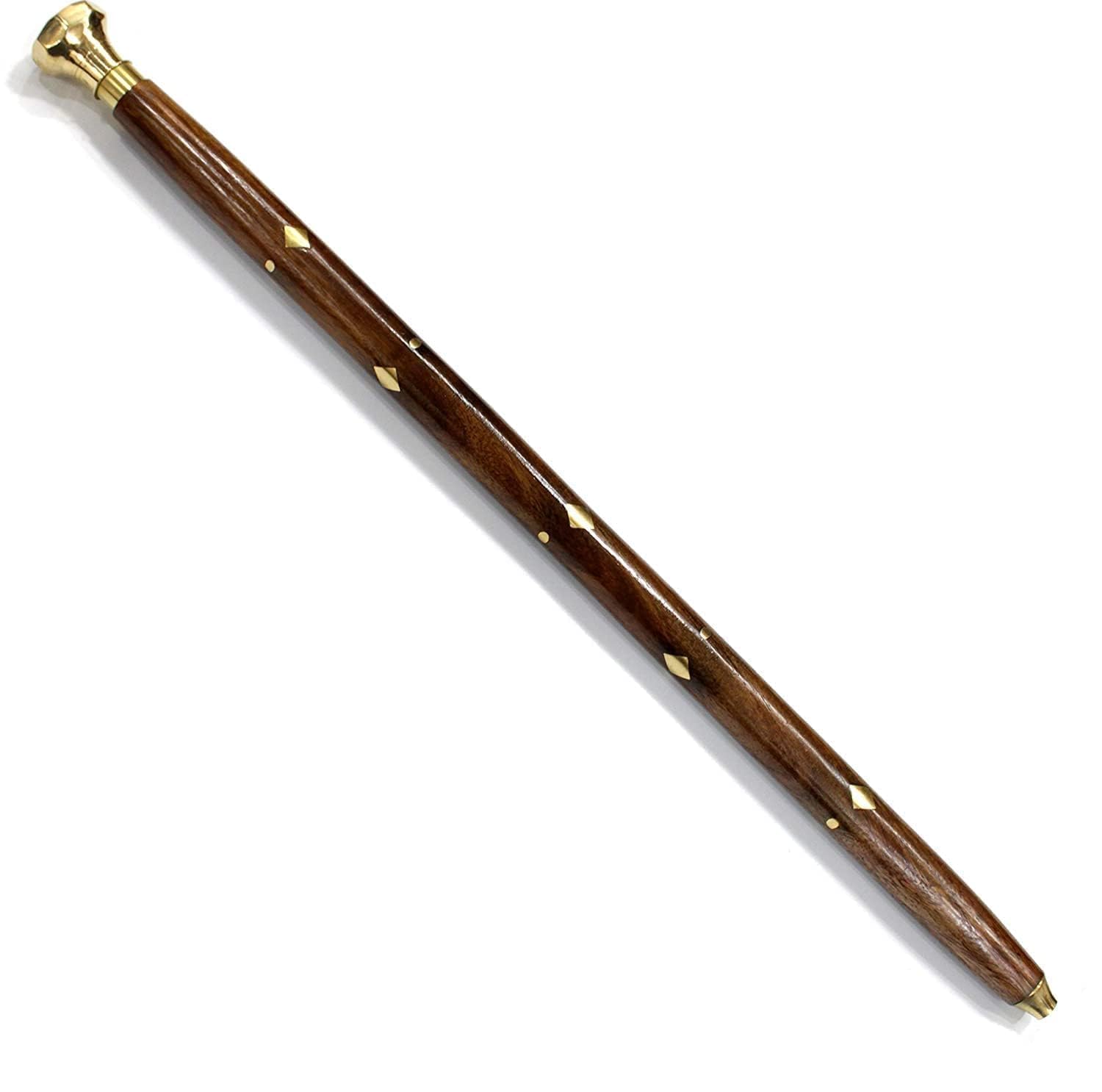 Morning Wooden Brown Walking Stick Sheesham Wood with Brass Work