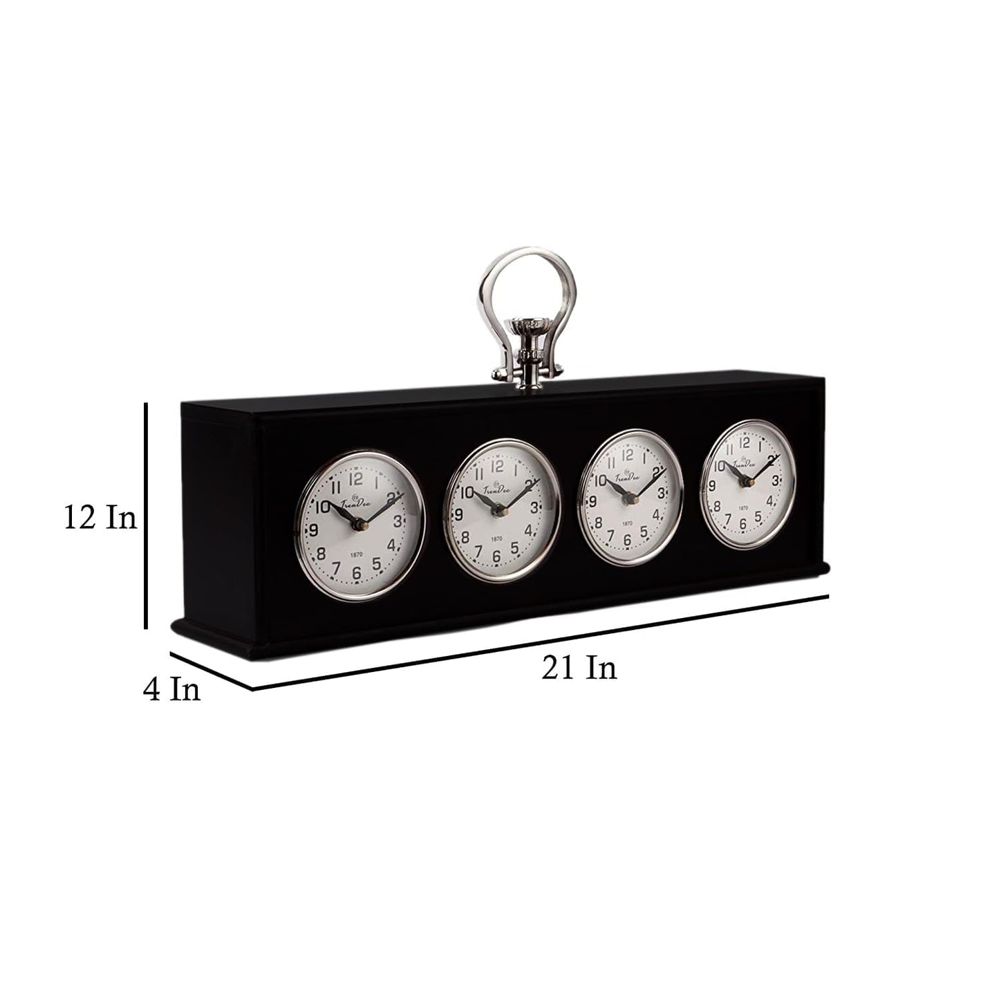 Four Time Zone Wooden Desk Clock