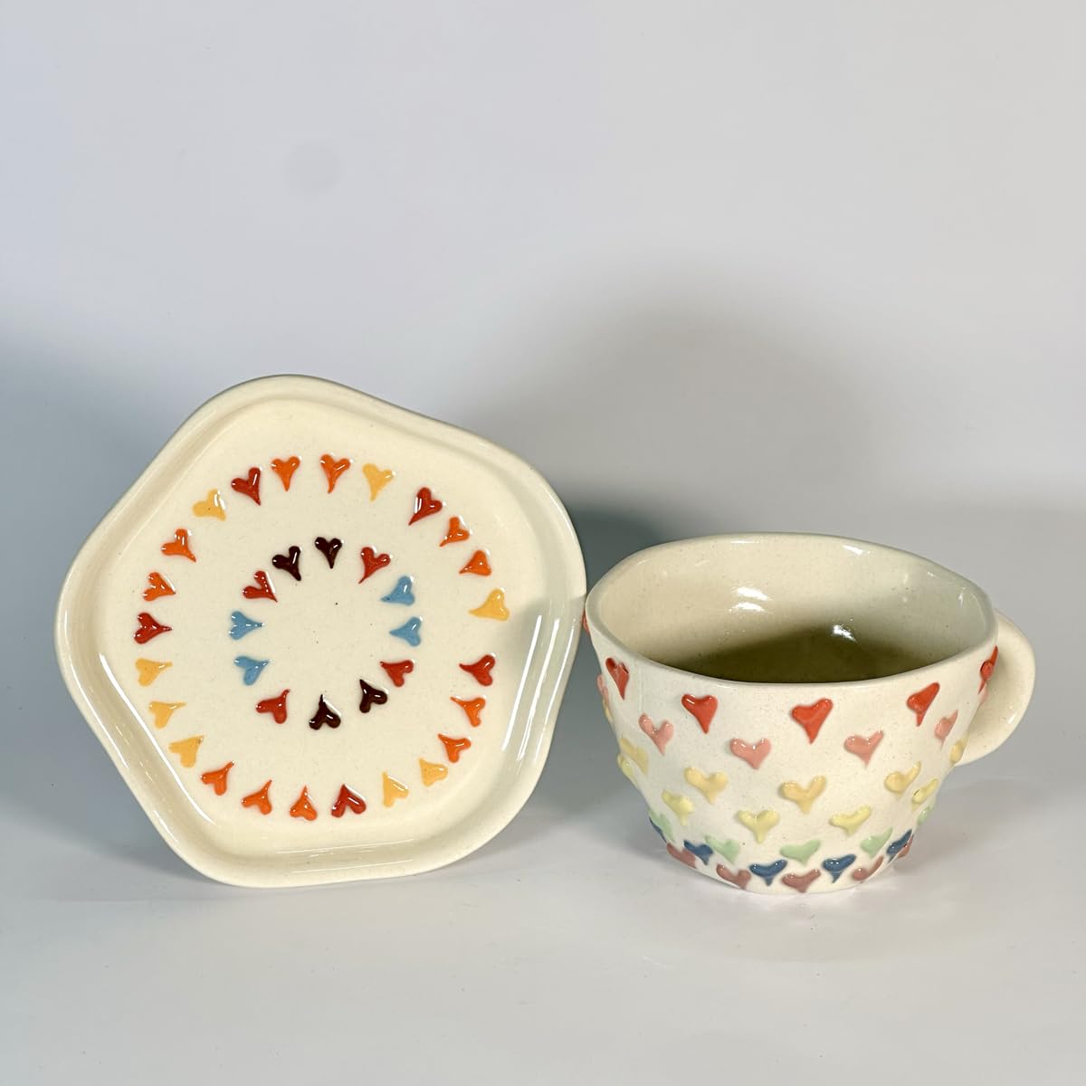 Ceramic Candy Hearts Tea Cup & Saucer Set-ArtyCraftz.com