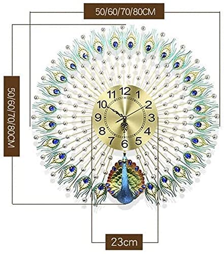 Metal Peacock Gem Stoned Plumage and Balls Wall Clock