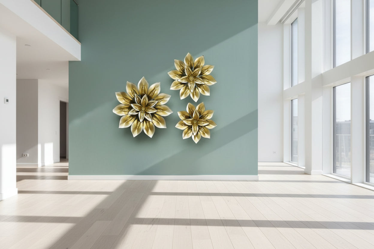 Luxury Golden Metal Flower Wall Decor-ArtyCraftz.com