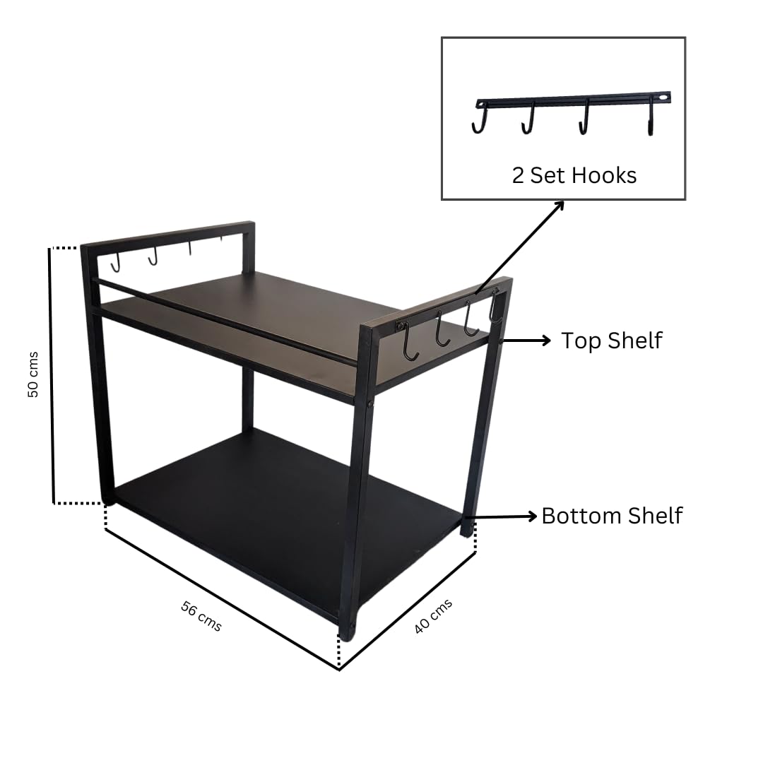 2-Tier Microwave Stand for Kitchen Metal Countertop-ArtyCraftz.com