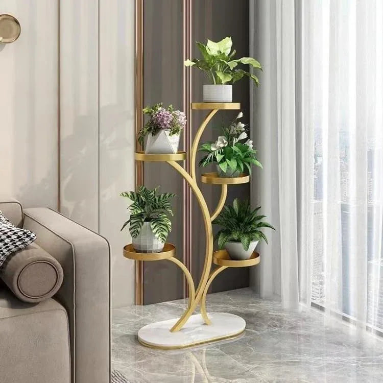 luxury plant stand indoor Luxury 5 Tier Indoor Plant Stand with Marble Base / Designer Metal Planter Stand India – ArtyCraftz