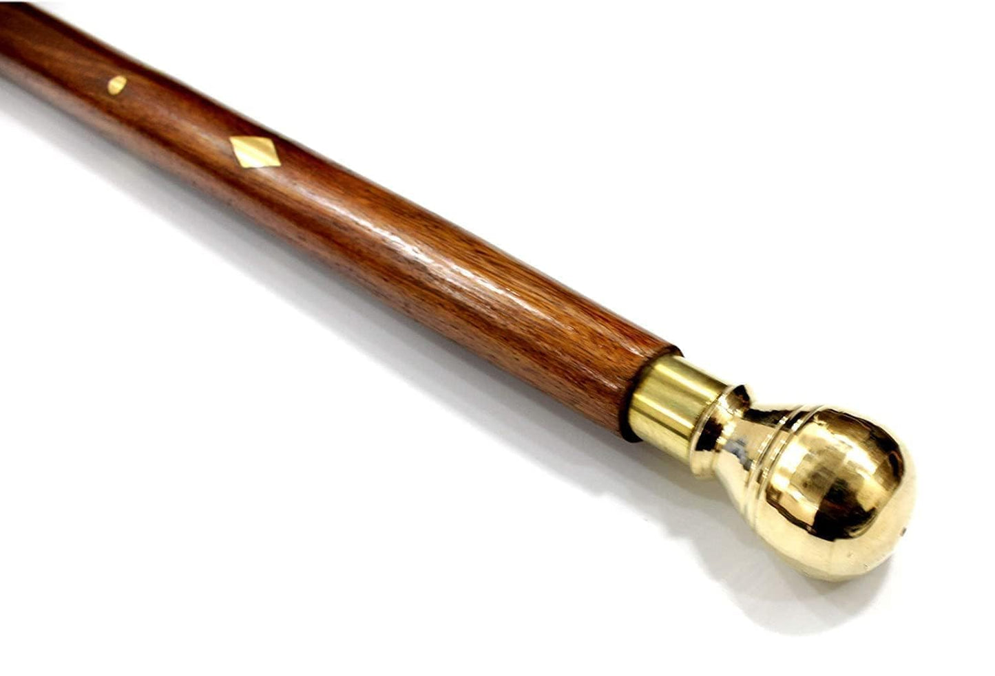 Morning Wooden Brown Walking Stick Sheesham Wood with Brass Work