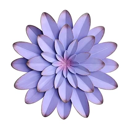 Handcrafted Modern Purple-color and White Flowers designed Metal Wall Art