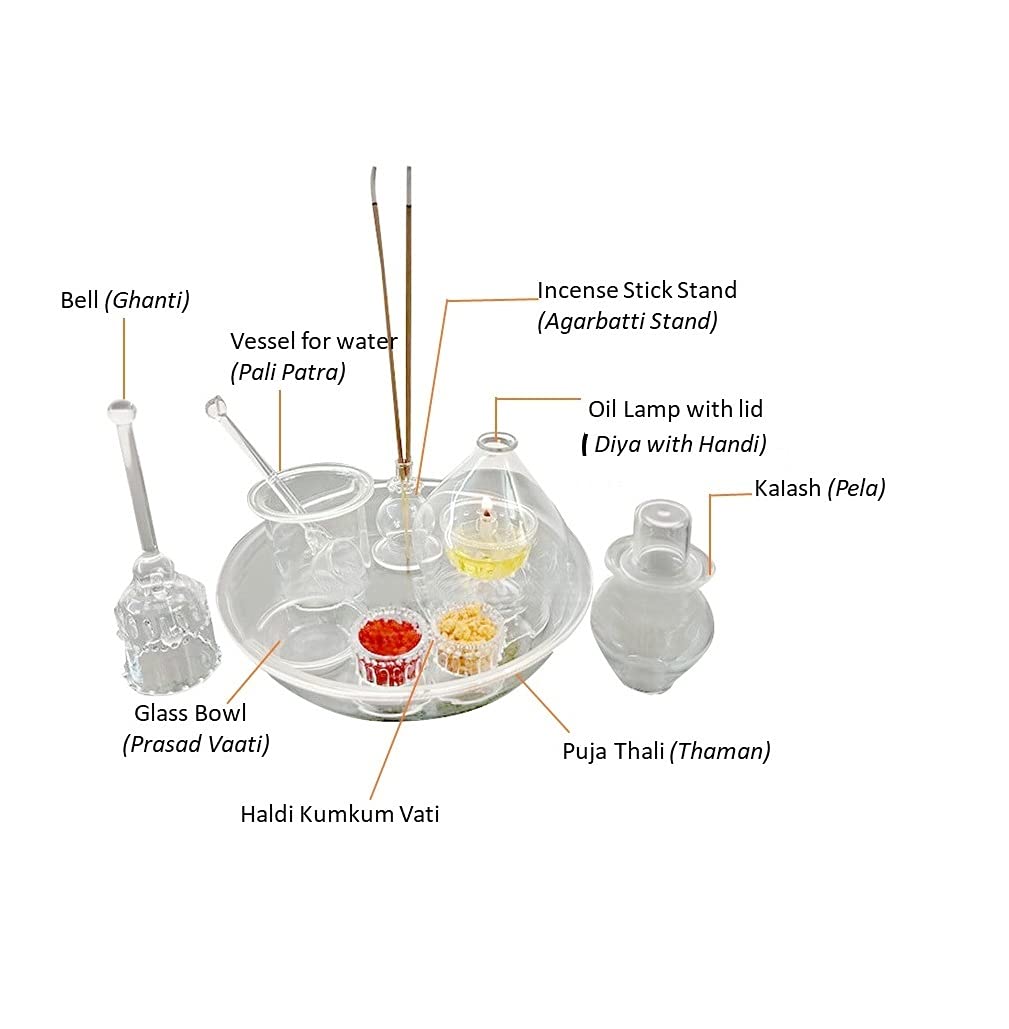 Borosilicate Glass Pooja Thali set of 9