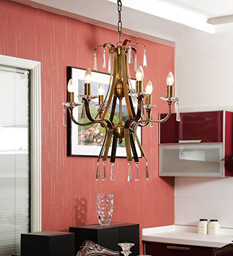Antique Brass 6-Light Chandelier Ceiling Light for Living Room-ArtyCraftz.com