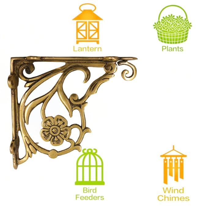 Brass Floral Corner Wall Bracket