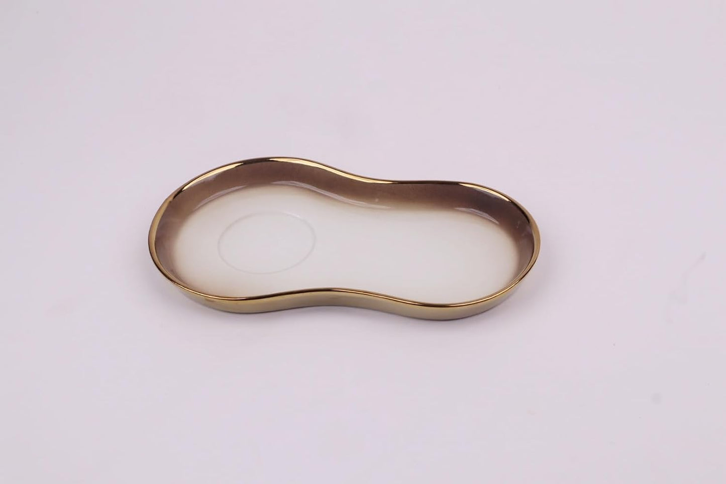 White & Gold Ceramic Tea Cup Set with Snack Trays