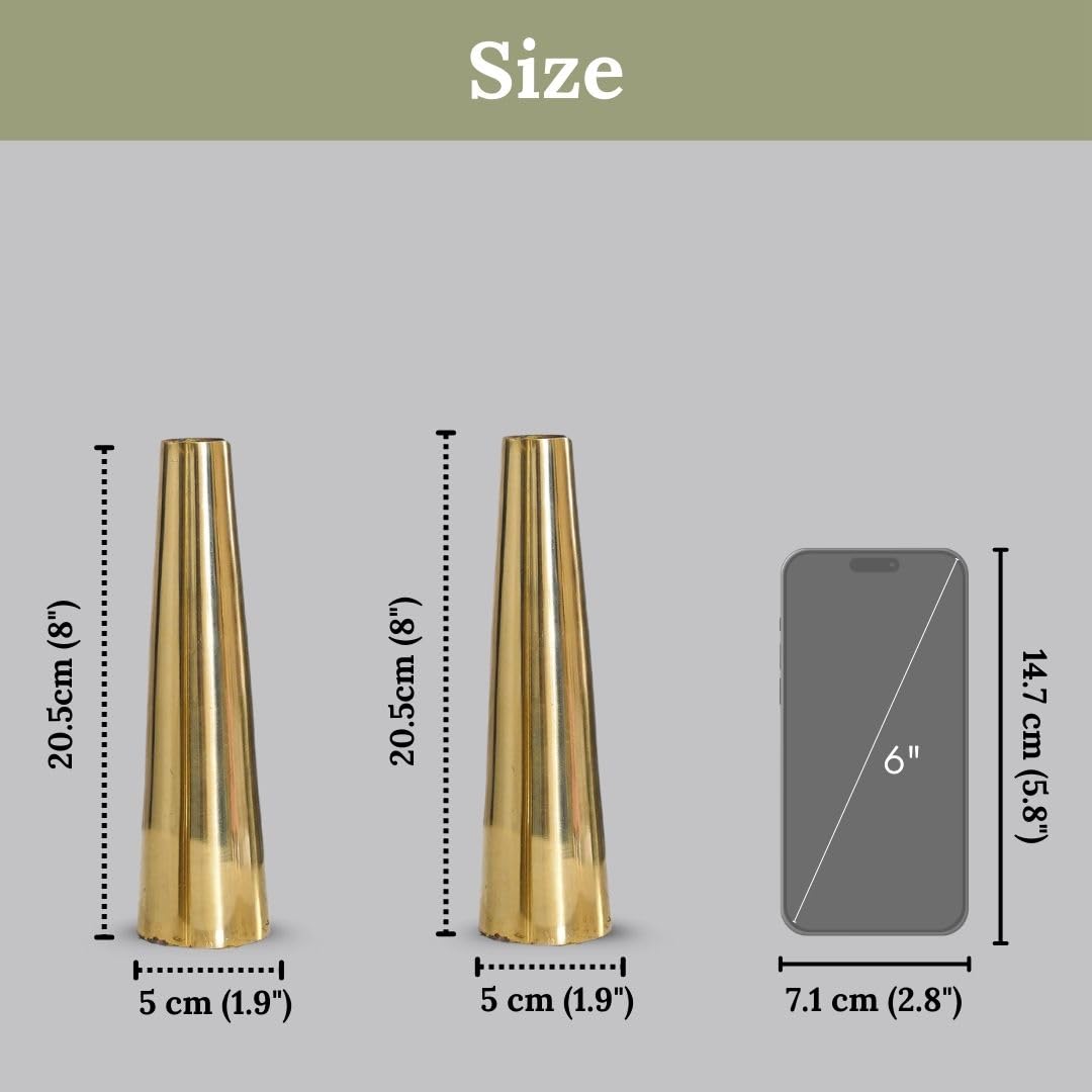 Two gold cylindrical objects with measurements