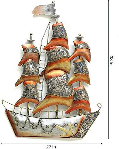 Handcrafted Metal Ship Wall Decor 27*3*38 Inches