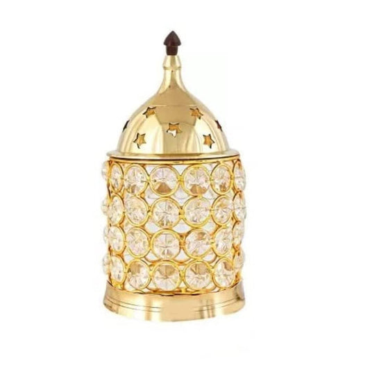 Brass Crystal Beaded Akhand Jyoti Diya