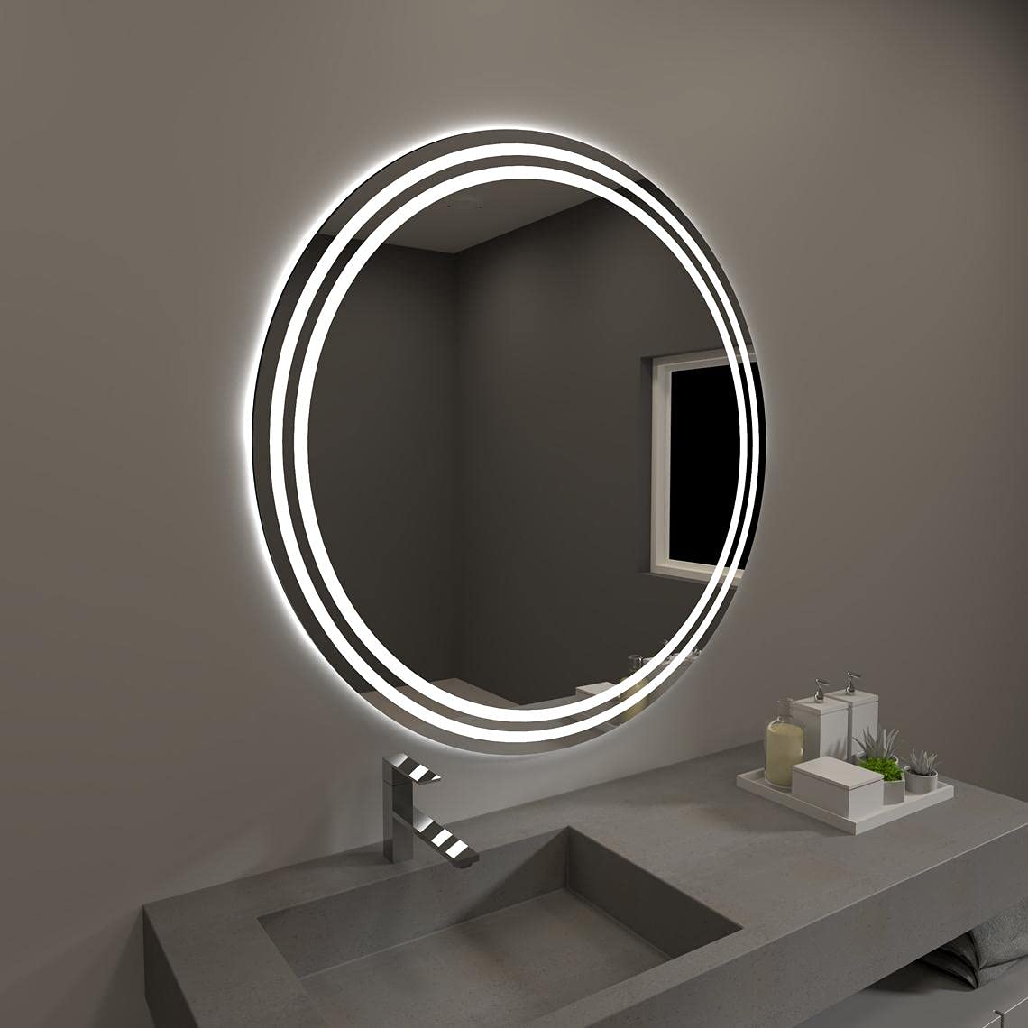 Wall Mounted Cool Warm White LED Light Mirror with Sensor + Adjustable White/Daylight