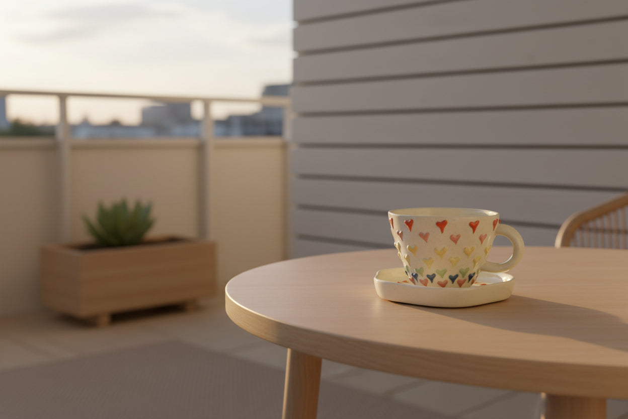 Ceramic Candy Hearts Tea Cup & Saucer Set-ArtyCraftz.com