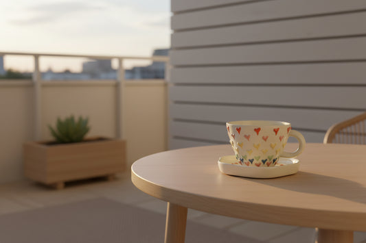 Ceramic Candy Hearts Tea Cup & Saucer Set-ArtyCraftz.com