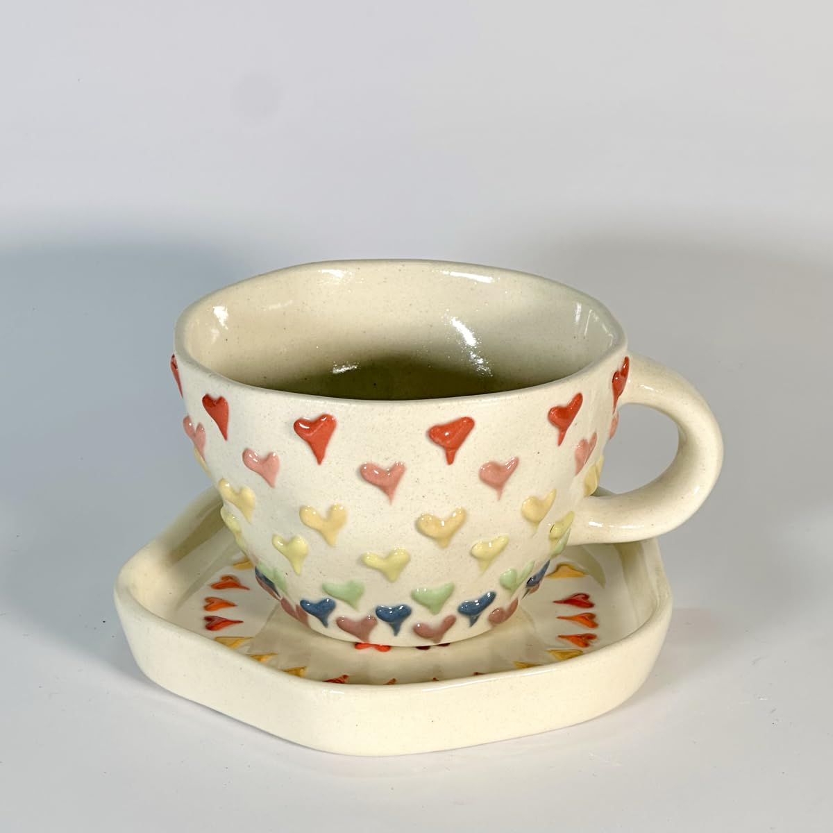 Ceramic Candy Hearts Tea Cup & Saucer Set-ArtyCraftz.com