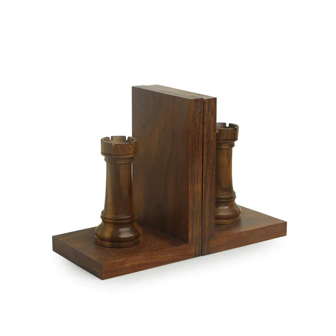 Chess Rook Handcrafted Wooden Bookends