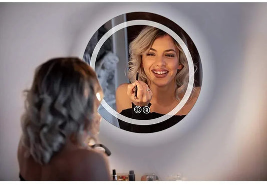 round mirror with girl