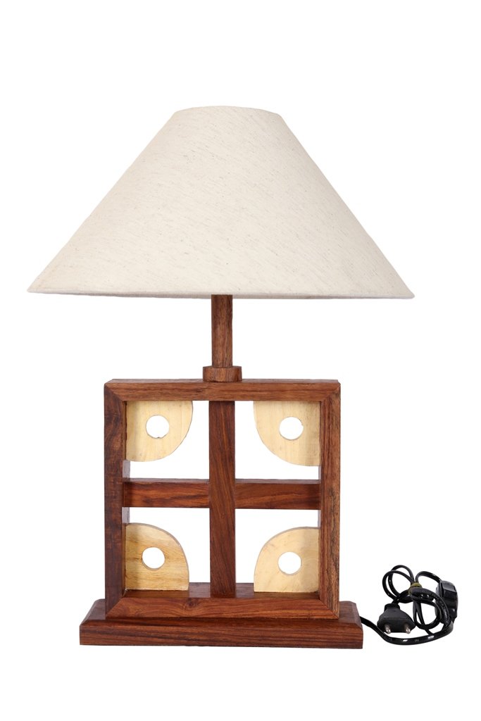 Artistic Square Wooden Table Lamp