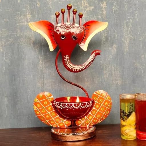 Handcrafted Iron Lord Ganesha T-Light Candle Holder