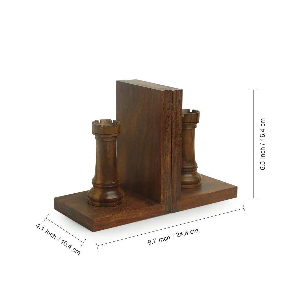 Chess Rook Handcrafted Wooden Bookends