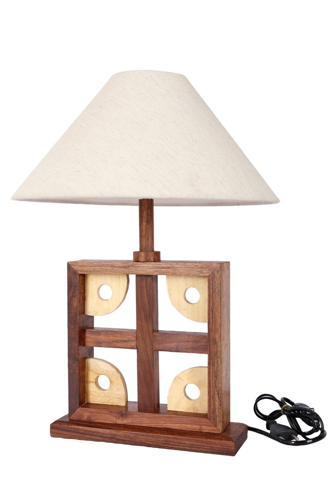 Artistic Square Wooden Table Lamp