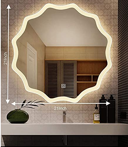 Zigzag Design Cool Warm White LED Light Mirror with Sensor and Adjustable White/Daylight