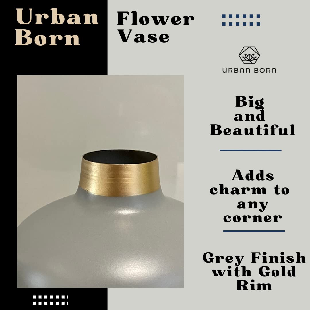 Modern & Minimalist Sleek Grey Metal Vase with Specs