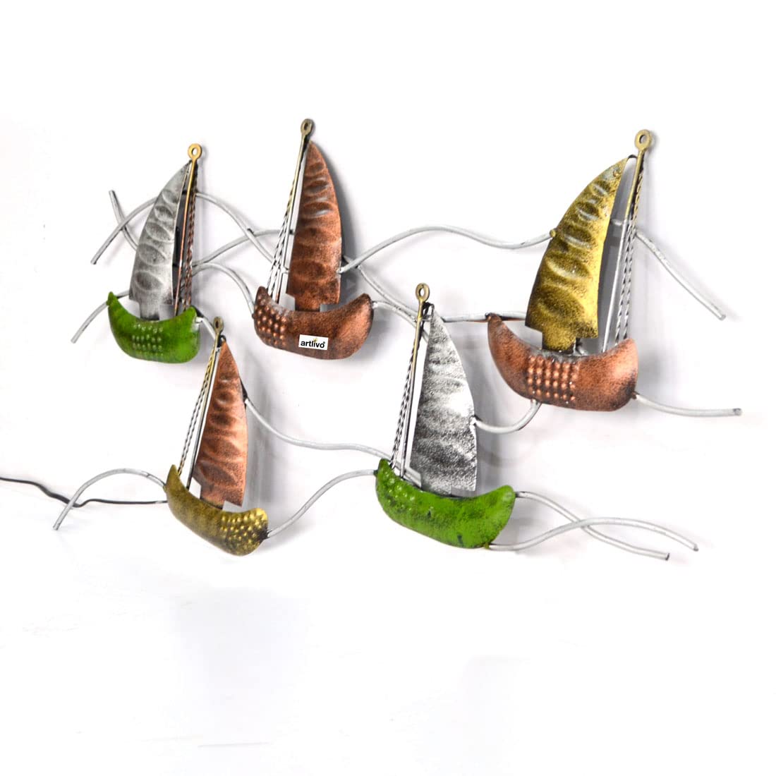 Luxury Multicolor Iron Sailing Boats Wall Art-ArtyCraftz.com