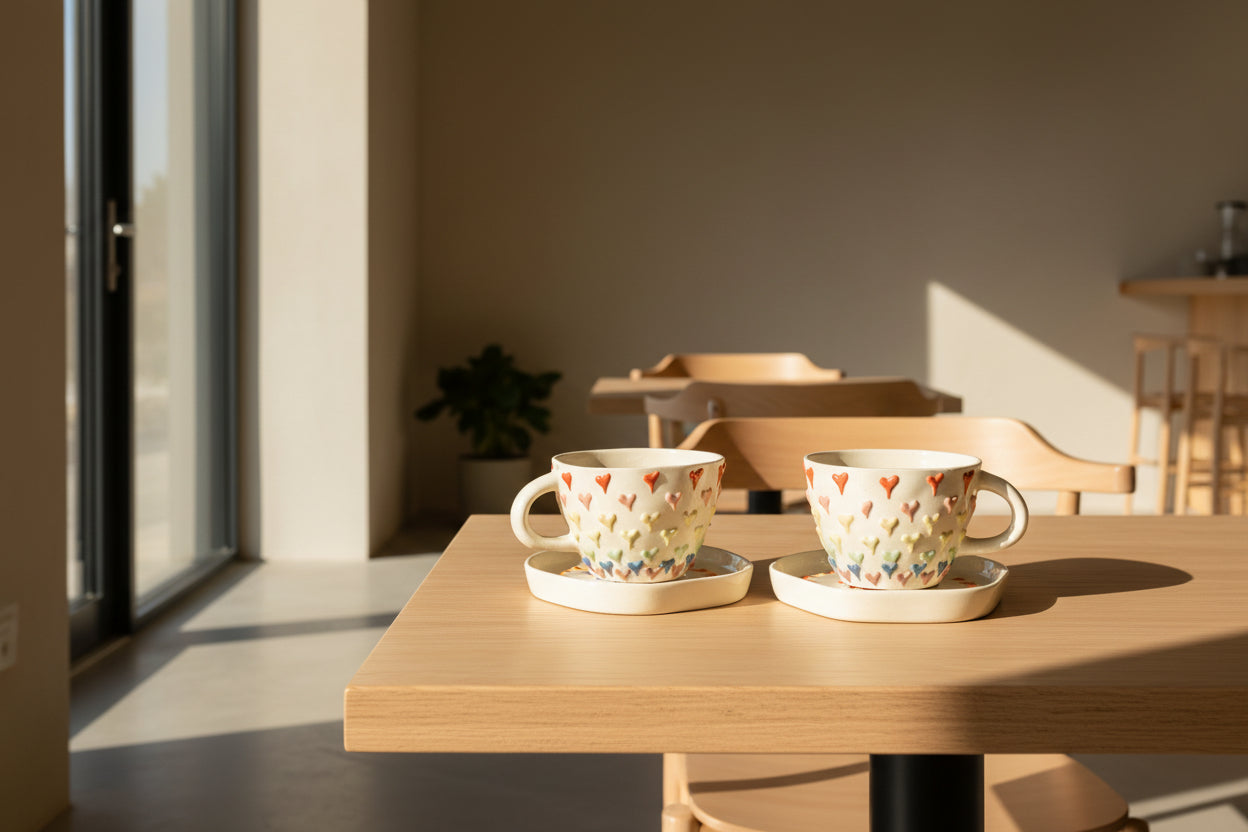 Ceramic Candy Hearts Tea Cup & Saucer Set-ArtyCraftz.com