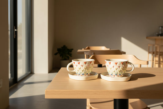 Ceramic Candy Hearts Tea Cup & Saucer Set-ArtyCraftz.com