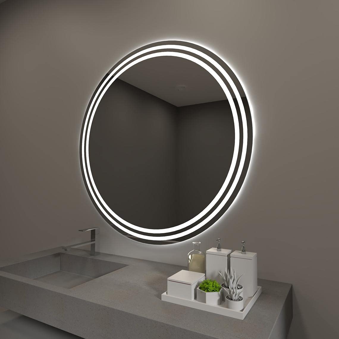 Wall Mounted Cool Warm White LED Light Mirror with Sensor + Adjustable White/Daylight