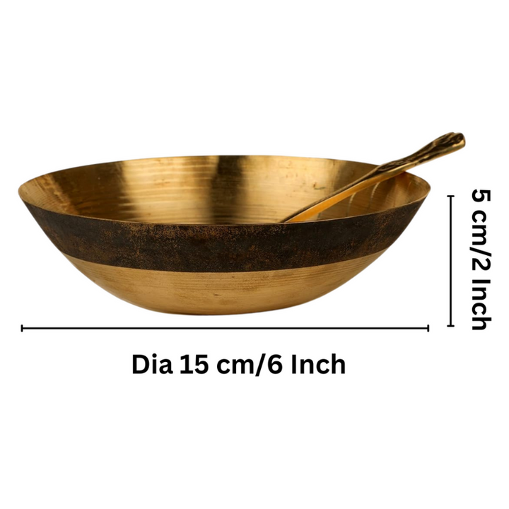 Handcrafted Bronze Tansali Bowl with Spoon Set for Dining & Ayurvedic Serving