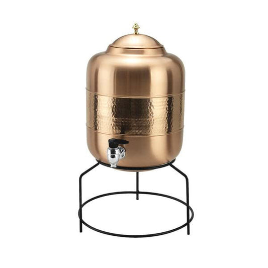 5 Litre Half Hammered Matt Finish Design Copper Water Dispenser - ArtyCraftz.com