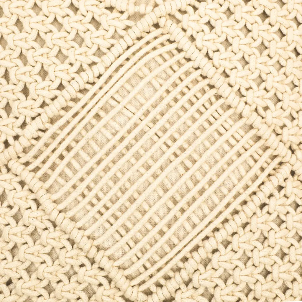5 Squares Pattern Off White Macrame Cushion Cover-ArtyCraftz.com
