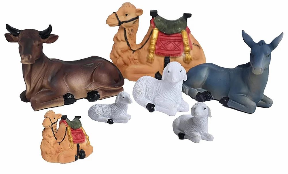 Multicolor Resin Animals Nativity Scene