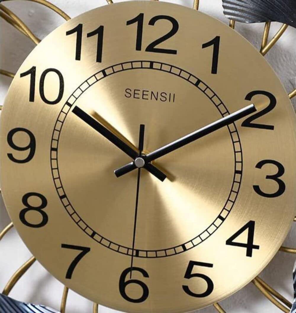 Luxury Metal Ginko Floral Wall Clock- ArtyCraftz.com