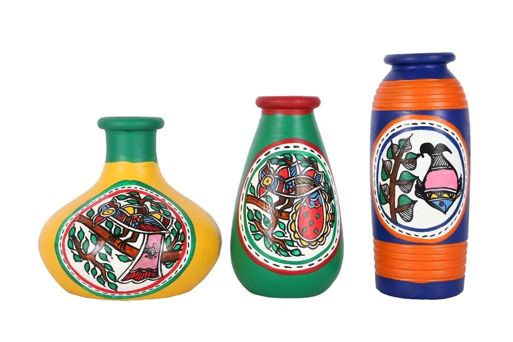 Miniature Madhubani Table Pots-ArtyCraftz.com