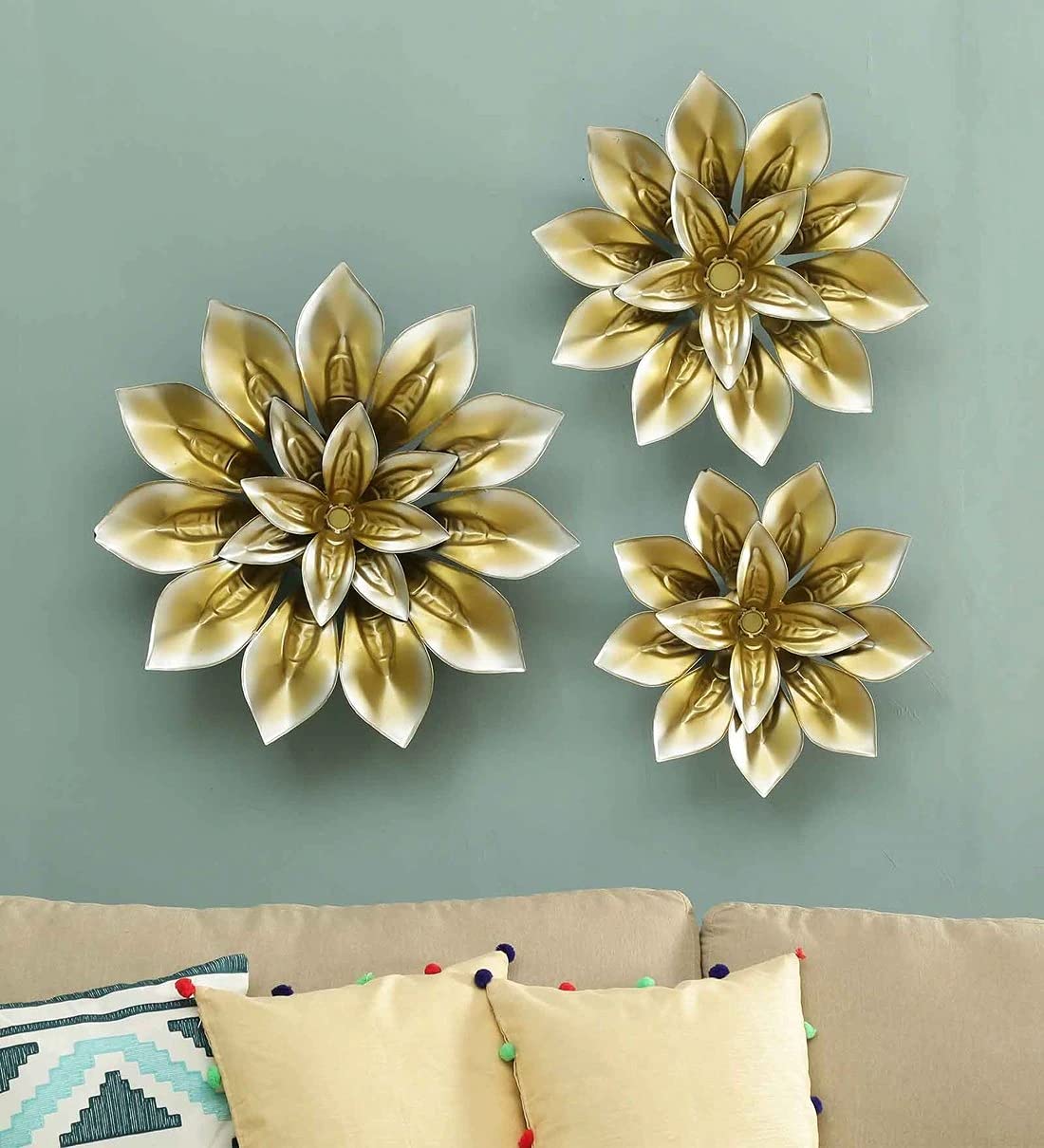 Luxury Golden Metal Flower Wall Decor-ArtyCraftz.com