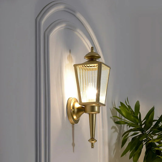 Aine 2 Indoor and Outdoor Shining Brass Finish Wall Light-ArtyCraftz.com