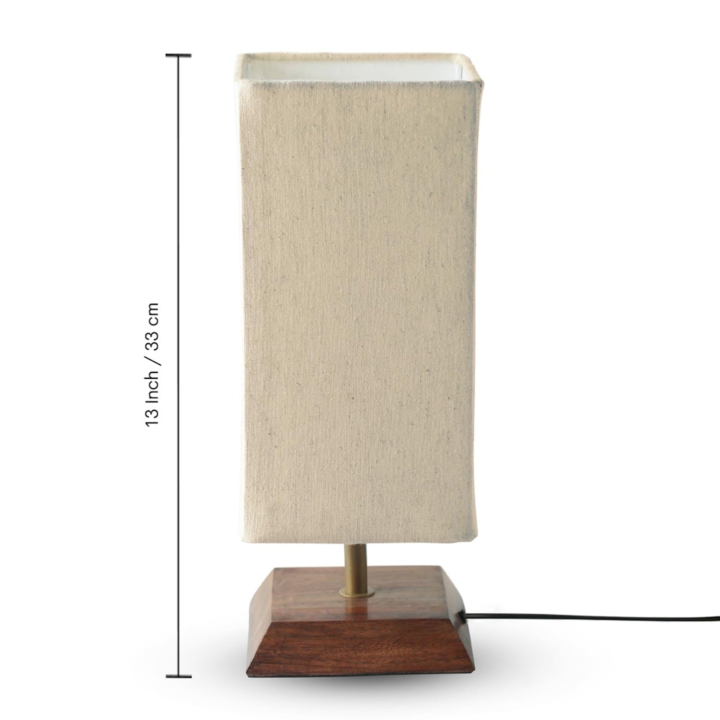 Minimalist Mango Wood Table Lamp with Fabric Shade-ArtyCraftz.com